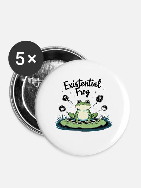 Existenzieller Frosch – Lustiges Grübelmotiv - Buttons klein 25 mm (5er Pack) - Weiß