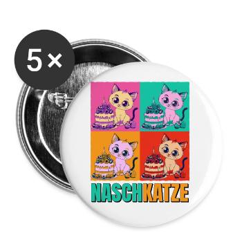 Gâteau pour chat dent sucrée Gâteau Snacking Pâtisserie Sucré - Lot de 5 petits badges (25 mm) - blanc - Devant