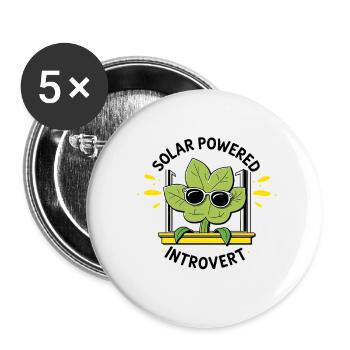 Solarbetriebener Introvert – Pflanzenwitz - Buttons klein 25 mm (5er Pack) - Weiß - Vorne