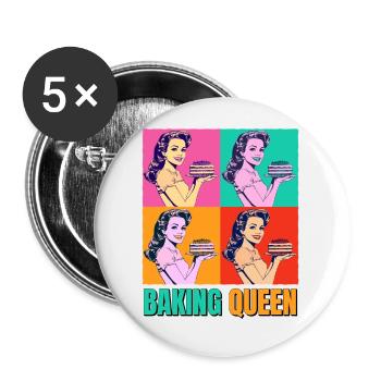 Baking Cake Baking Queen Baking Fairy Baker Pop Art - Buttons small 1''/25 mm (5-pack) - white - Front
