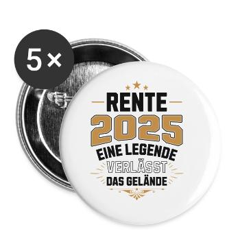 Rente 2025 Rentner Rentnerin Legende Ruhestand - Buttons klein 25 mm (5er Pack) - Weiß - Vorne