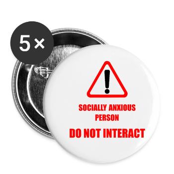 Ne pas interagir - Lot de 5 petits badges (25 mm) - blanc - Devant
