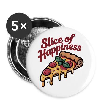 Slice of Happiness - Pizza - Buttons klein 25 mm (5er Pack) - Weiß - Vorne