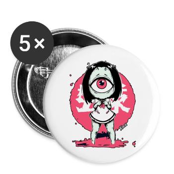Kawaii Monster Girl with One Eye - Buttons small 1''/25 mm (5-pack) - white - Front