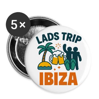 Lads Trip Ibiza Chemise de fête - Lot de 5 petits badges (25 mm) - blanc - Devant
