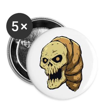 Ver du crâne – Motif de monstre effrayant - Lot de 5 petits badges (25 mm) - blanc - Devant