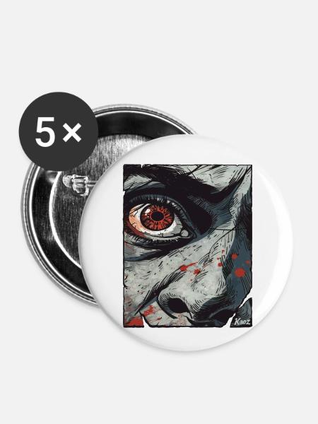 Intensives Auge im Comicstil - Buttons klein 25 mm (5er Pack) - Weiß