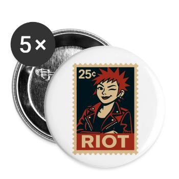 Femme punk avec une coiffure rousse - Lot de 5 petits badges (25 mm) - blanc - Devant