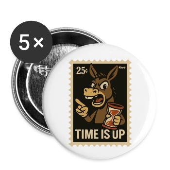 Donkey with hourglass on postcard - Buttons small 1''/25 mm (5-pack) - white - Front