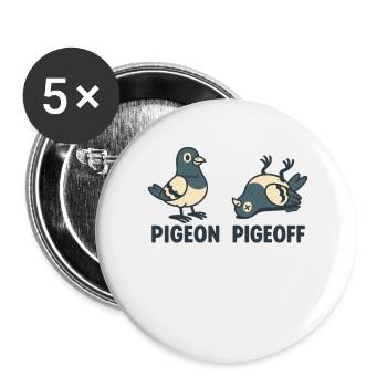 Stehende und liegende Taube AN und AUS - Buttons klein 25 mm (5er Pack) - Weiß - Vorne