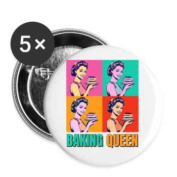 Baking Cake Baking Queen Baking Fairy Baker Pop Art - Buttons small 1''/25 mm (5-pack) - white - Front