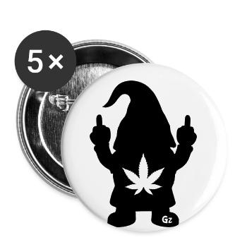 Frecher Zwerg mit Hanfblatt - Buttons klein 25 mm (5er Pack) - Weiß - Vorne