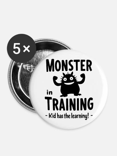 Monster Fun - Buttons klein 25 mm (5er Pack) - Weiß