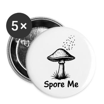 Spore Me - Cueilleur de champignons - Lot de 5 petits badges (25 mm) - blanc - Devant