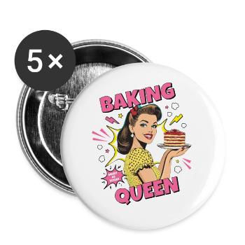 Baking Cake Baking Queen Baking Fairy Baker Pop Art - Buttons small 1''/25 mm (5-pack) - white - Front