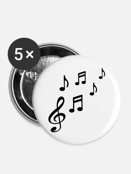 music - Buttons klein 25 mm (5er Pack) - Weiß