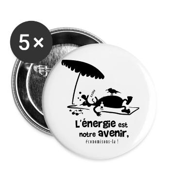 economie d'energie - Lot de 5 petits badges (25 mm) - blanc - Devant