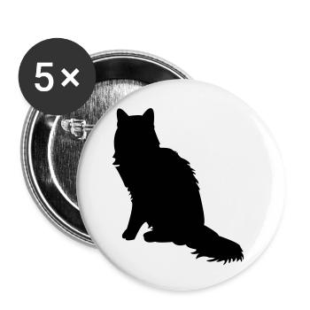 Maine Coon - Buttons klein 25 mm (5er Pack) - Weiß - Vorne