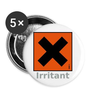 Irritant Safety Symbol - Buttons small 1''/25 mm (5-pack) - white - Front
