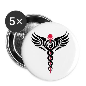 Caduceus, Yin Yang, Winged Serpent, Hermetic - Lot de 5 petits badges (25 mm) - blanc - Devant