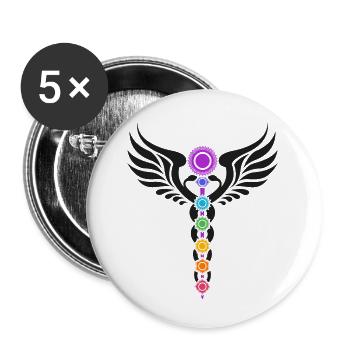 Kundalini Chakra Caduceus Buddhismus Yoga Symbol - Buttons klein 25 mm (5er Pack) - Weiß - Vorne