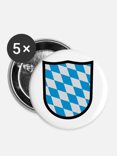 Bayern, Wappen - Buttons klein 25 mm (5er Pack) - Weiß