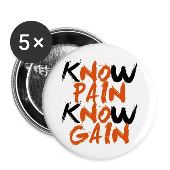 No Pain No Gain - Buttons small 1''/25 mm (5-pack) - white - Front