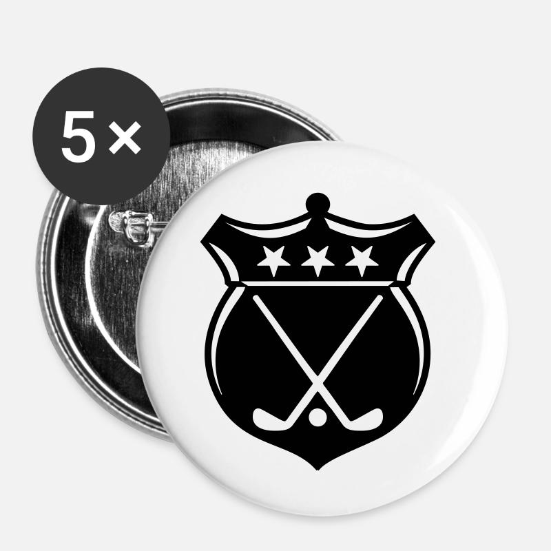 Golf Wappen / Emblem - Buttons klein 25 mm (5er Pack) - Weiß
