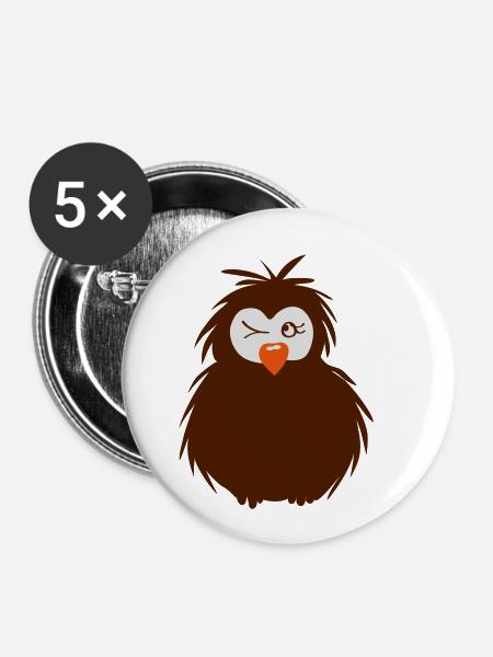 kleine zwinkernde Eule - Buttons klein 25 mm (5er Pack) - Weiß