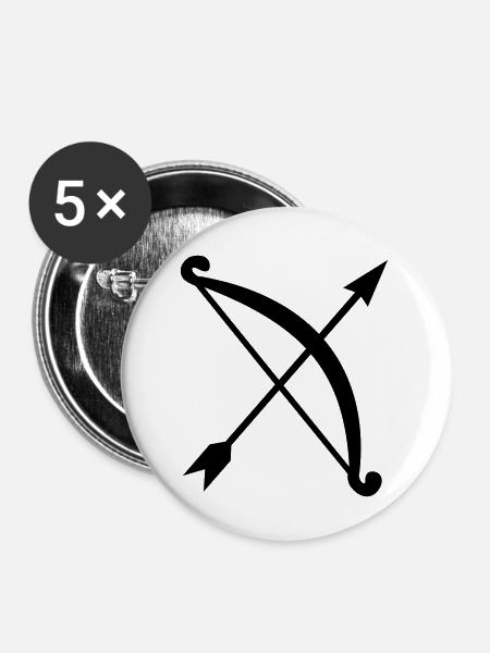 Pfeil und Bogen - Buttons klein 25 mm (5er Pack) - Weiß