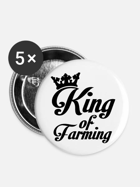 King of Farming - Buttons klein 25 mm (5er Pack) - Weiß