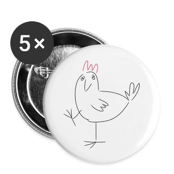 Huhn auf einem Bein - Buttons klein 25 mm (5er Pack) - Weiß - Vorne