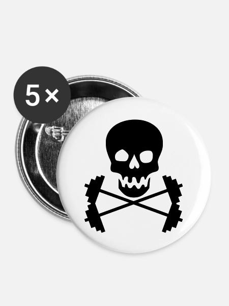 Bodybuidling - Buttons klein 25 mm (5er Pack) - Weiß