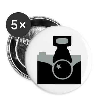 Appareil photo - Lot de 5 petits badges (25 mm) - blanc - Devant