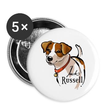 Jack Russell - Buttons klein 25 mm (5er Pack) - Weiß - Vorne