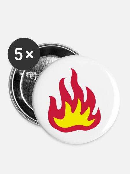 Feuer 2 - Buttons klein 25 mm (5er Pack) - Weiß