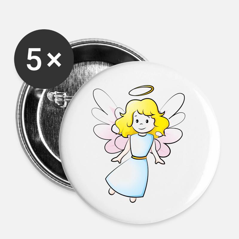Engel - Buttons klein 25 mm (5er Pack) - Weiß