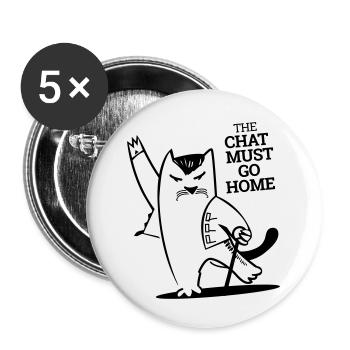 Chat Must Go Home - Lot de 5 petits badges (25 mm) - blanc - Devant