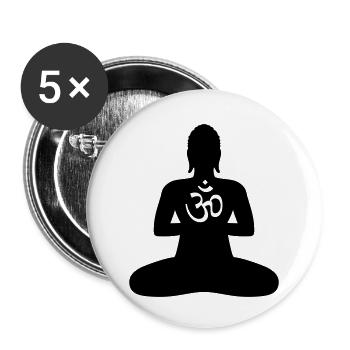 BUDDHA 1b OM / AUM - Buttons klein 25 mm (5er Pack) - Weiß - Vorne