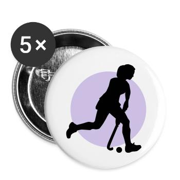hockey_woman_b_2c - Lot de 5 petits badges (25 mm) - blanc - Devant