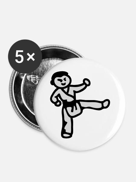 Karatejunge - Buttons klein 25 mm (5er Pack) - Weiß