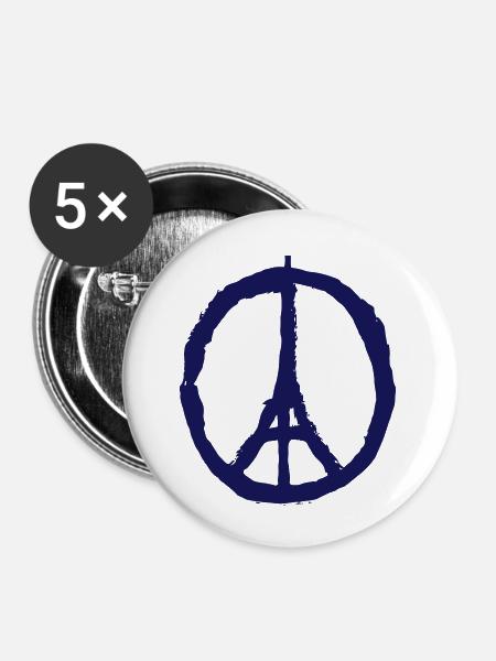 Bete für Paris - Buttons klein 25 mm (5er Pack) - Weiß