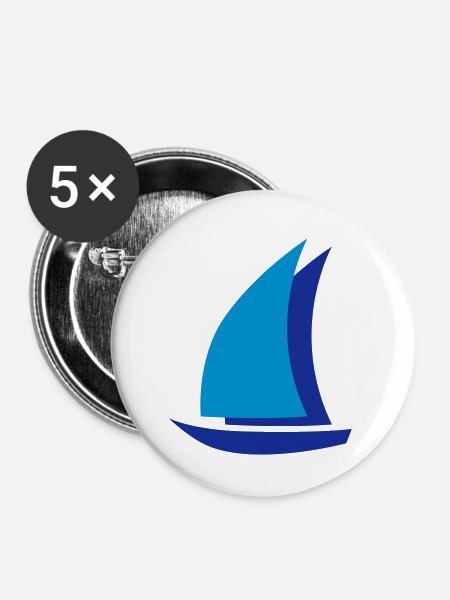 segelboot - Buttons klein 25 mm (5er Pack) - Weiß