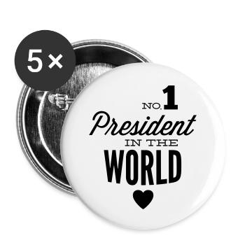 Meilleur président du monde - Lot de 5 petits badges (25 mm) - blanc - Devant