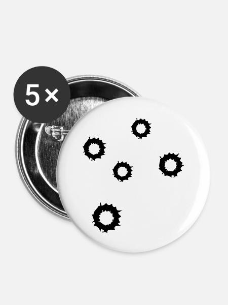 Bullets - Buttons klein 25 mm (5er Pack) - Weiß