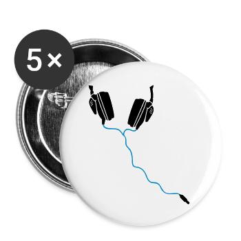 kopfhörer headphones DJ - Buttons klein 25 mm (5er Pack) - Weiß - Vorne