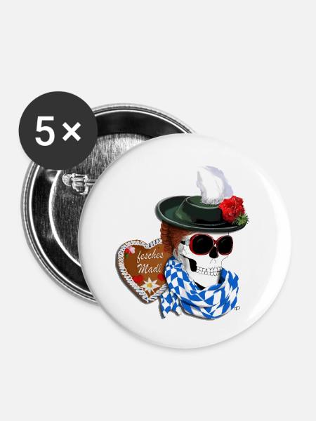 fesches Madl - Buttons klein 25 mm (5er Pack) - Weiß