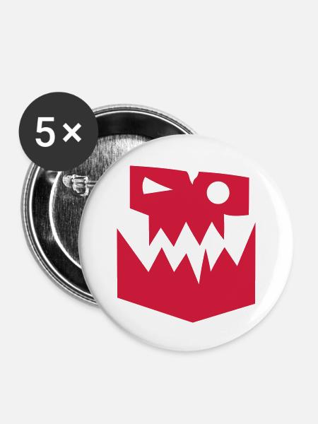Ork Glyphe - Buttons klein 25 mm (5er Pack) - Weiß