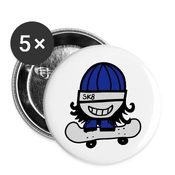 Skateboarder - Lot de 5 petits badges (25 mm) - blanc - Devant