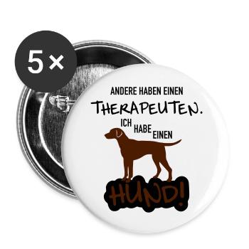 Therapie Hund - Buttons klein 25 mm (5er Pack) - Weiß - Vorne